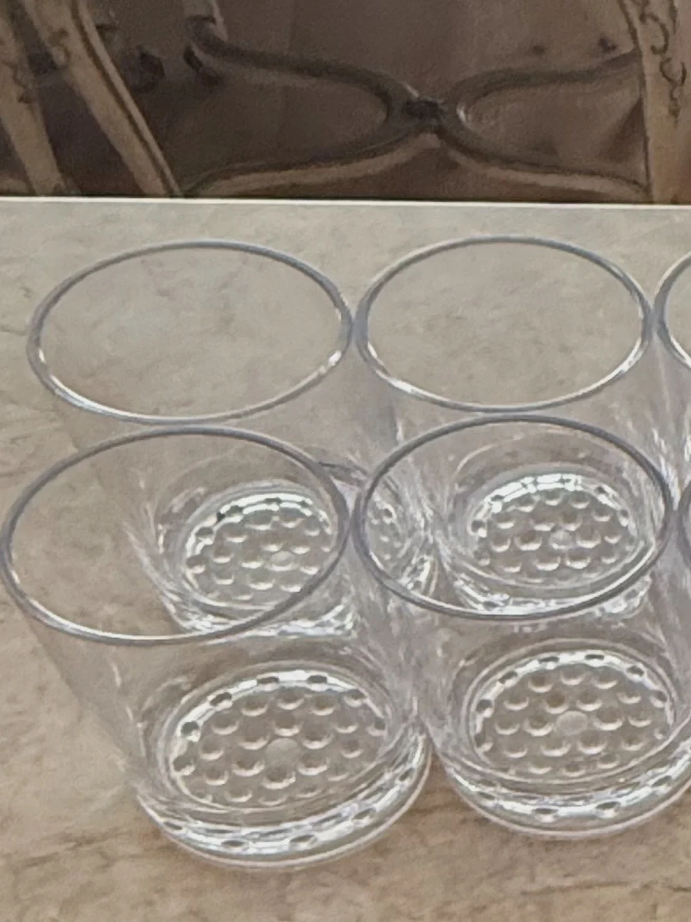 Pottery Barn Clear Acrylic 'Happy Hour' Tumblers set of 4